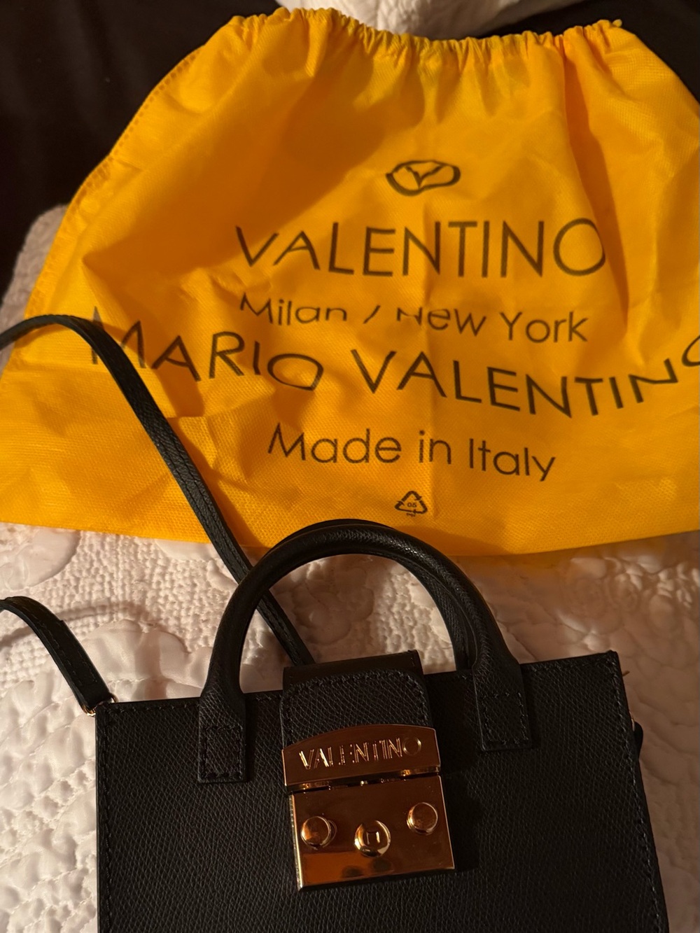 Valentino Black Leather Mini Top-Handle Bag with Gold Hardware